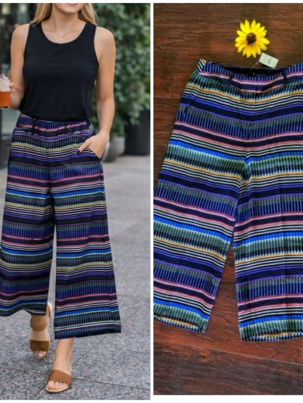 NEW💫LOFT Striped Wide-Leg Pants